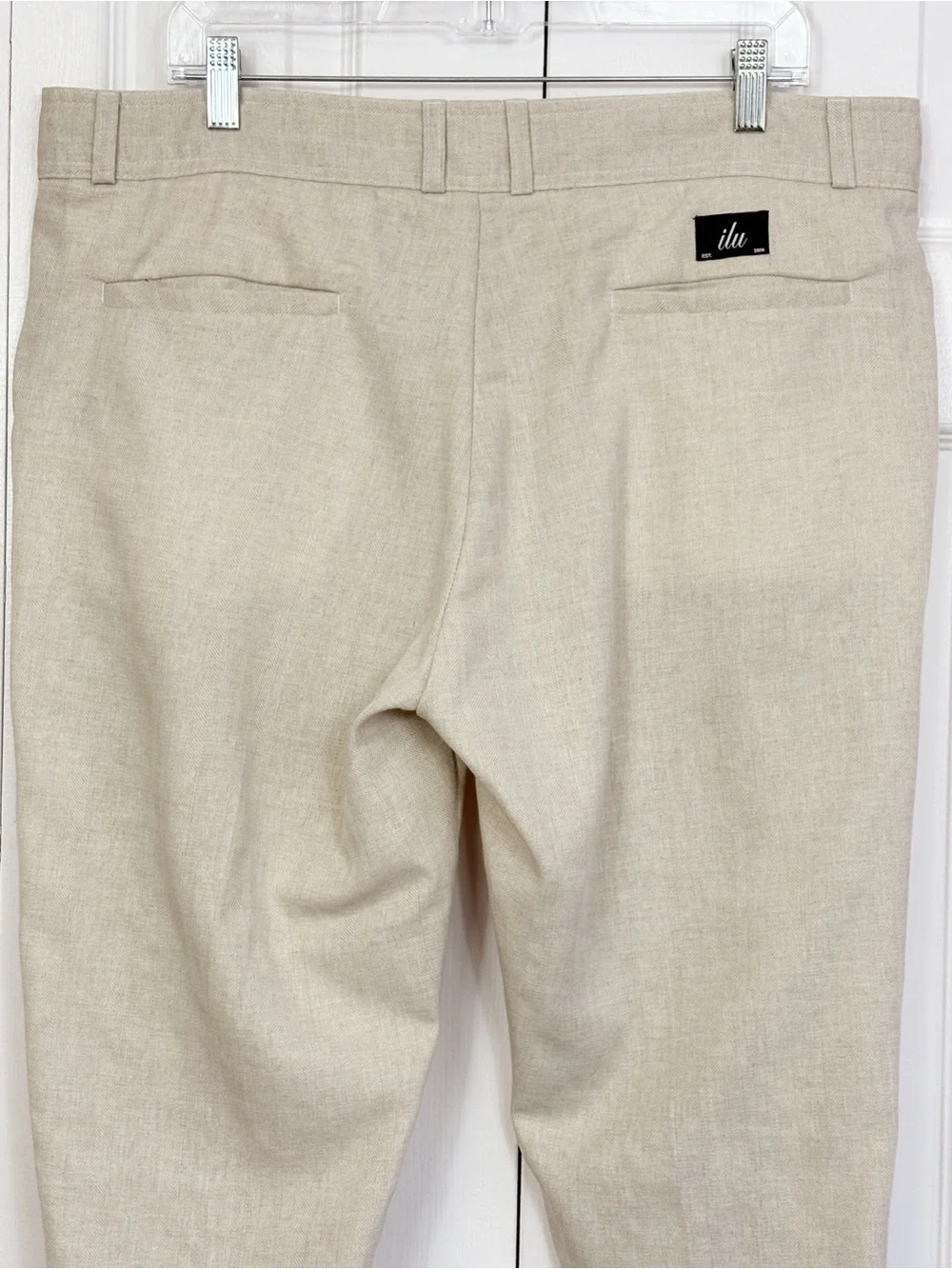 NWT I Love Ugly Men's Bone Herringbone Linen Slim Fit Crop Kobe Pants